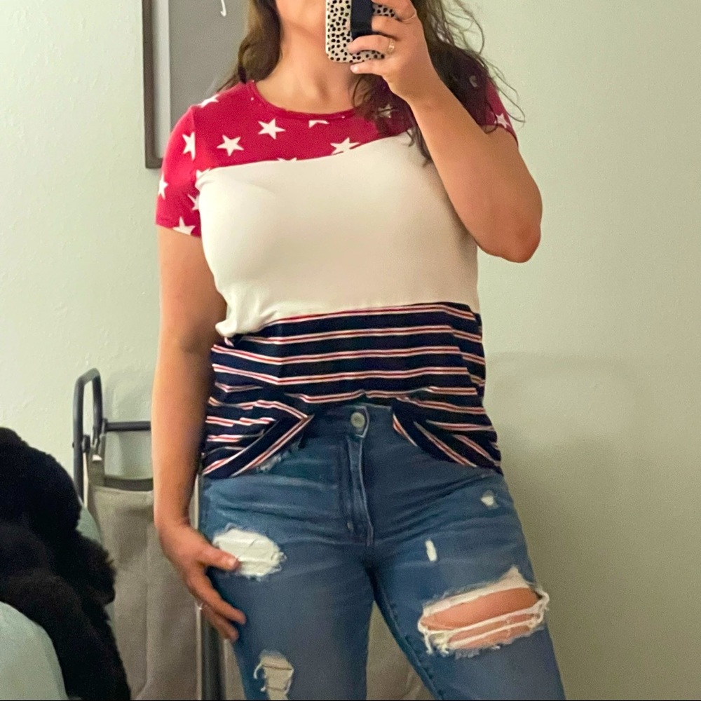 Patriotic Stars/Stripes Boutique Top Medium